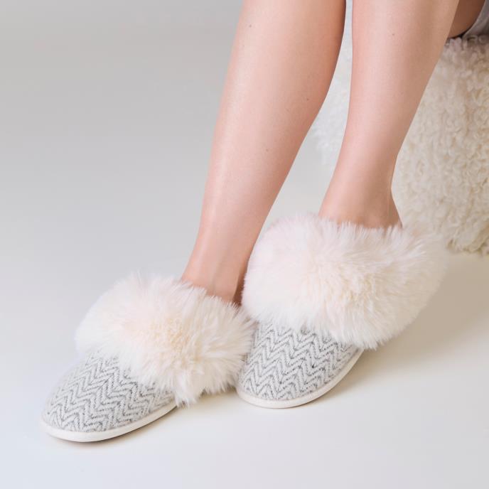 totes toasties® Ladies Fair Isle Knit Mule Slippers Cream Multi